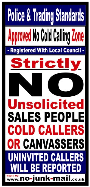 NO COLD CALLING ZONE, UK, LOCAL COUNCIL, POLICE, TRADING STANDARDS, APPROVED NO COLD CALLING STICKER, VINYL SIGN, DECAL, LABEL, NO COLD CALLERS, WINDOW STICKER, FRONT DOOR, GARDEN GATE. NO UNINVITED CALLERS.