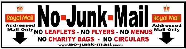 No Junk Mail Sticker, Royal Mail Opt Out Scheme, Opt Out, Addressed Mail Only, Sticker, Vinyl decal label, Sign, No Junk Mail Letterbox Sticker.